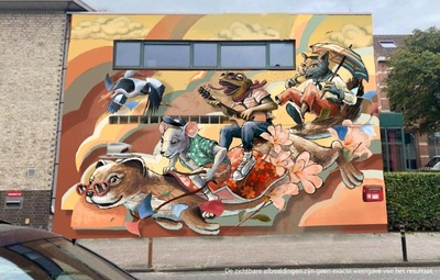 Vrolijke muurschildering in Kessel start van Nijlens street-art project